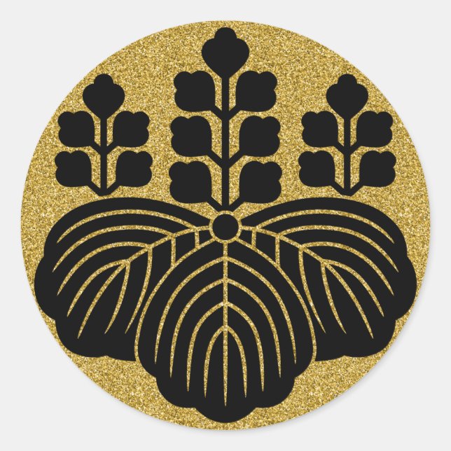 Pegatina Redonda [Family Crests] Paulownia 5-7kiri (Anverso)