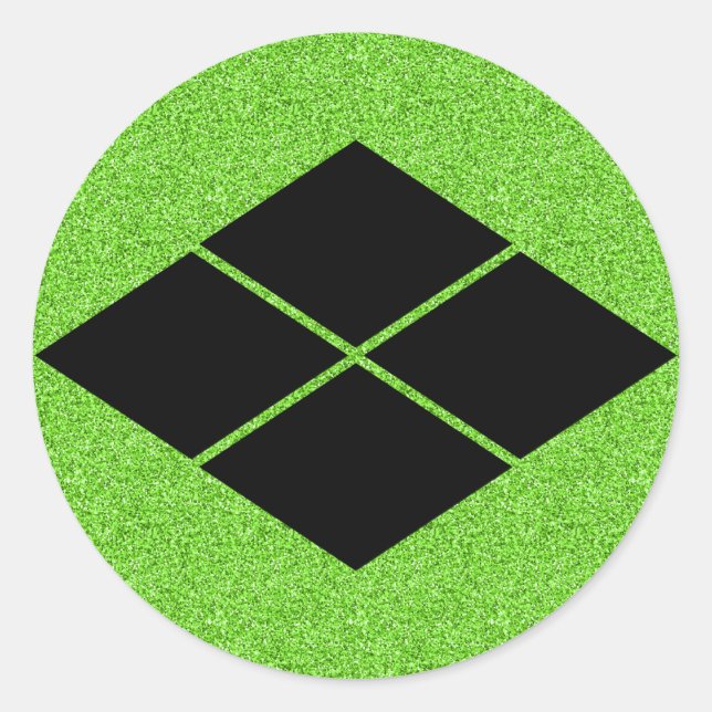 Pegatina Redonda [Family Crests] Takeda-bishi verde (Anverso)