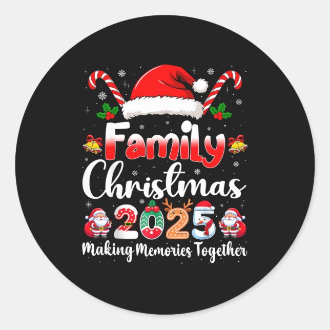 Pegatina Redonda Family Crew Christmas Squad 2025 Funny Xmas Matchi (Anverso)