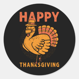 Pegatina Redonda Family Kids Matching Happy Thanksgiving Pajama