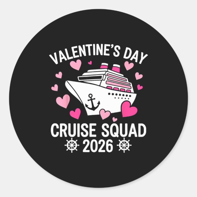Pegatina Redonda Family Matching Valentines Day Cruise 2026 Husband (Anverso)