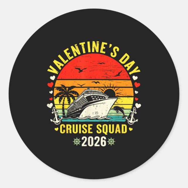 Pegatina Redonda Family Matching Valentines Day For Couples Cruise  (Anverso)