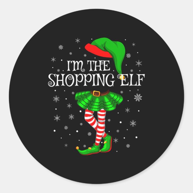 Pegatina Redonda Family Matching Women Girls I'm The Shopng Elf Chr (Anverso)