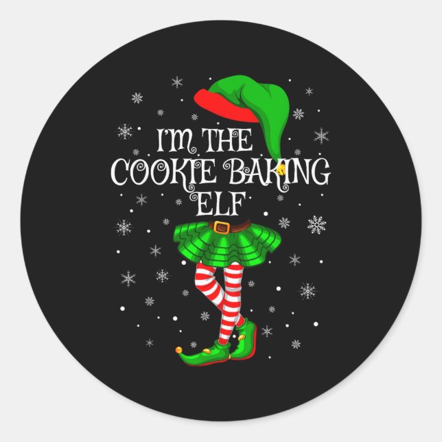 Pegatina Redonda Family Matching Women Girls The Cookie Baking Elf  (Anverso)