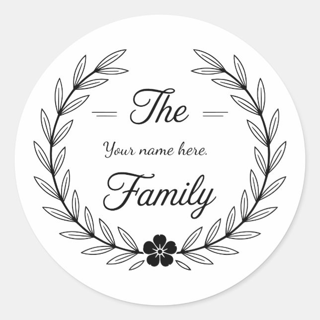 Pegatina Redonda Family monogram sticker. (Anverso)