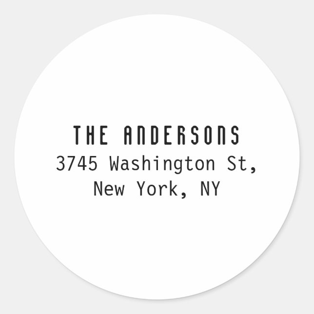 Pegatina Redonda Family Name Modern Plain Professional Black White (Anverso)