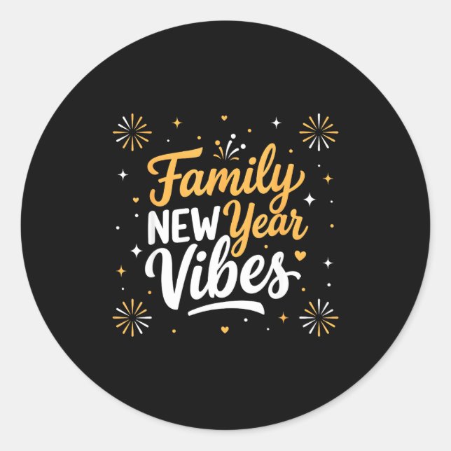 Pegatina Redonda Family New Year 2026 Matching Party Crew  (Anverso)