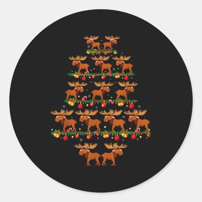 Pegatina Redonda Family Pajama Sets Christmas Matching Moose Xmas T (Anverso)