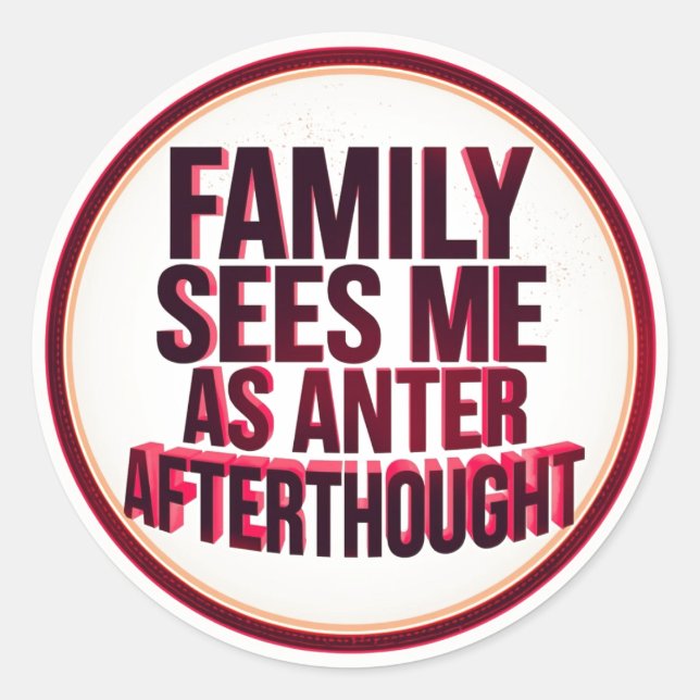Pegatina Redonda Family Sees Me As An Afterthought (Anverso)