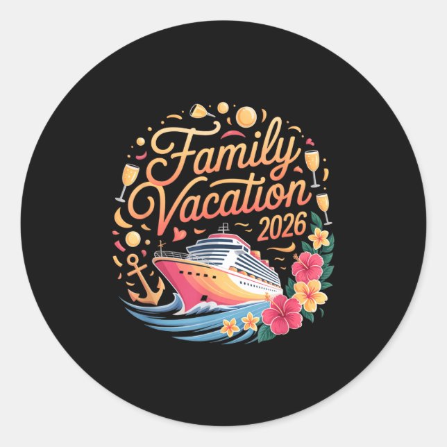 Pegatina Redonda Family Vacation 2026 Cruise Adventure Crew  (Anverso)