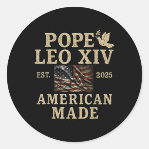 Pegatina Redonda Famoso estadounidense Leo Xiv Est 2025