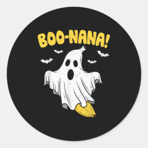 Pegatina Redonda Famoso fantasma bananero Boo Pun disfraz Halloween