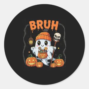 Pegatina Redonda Famoso fantasma Bruh Cute Candy Ghost Costum