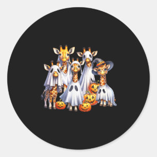 Pegatina Redonda Famoso fantasma Giraffe Halloween Gracioso Anima a