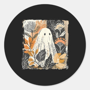 Pegatina Redonda Famoso fantasma Wildflower Spooky Season Happy Hal