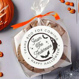 Pegatina Redonda Famoso Feliz Halloween Fantasma Gracias Fiesta De