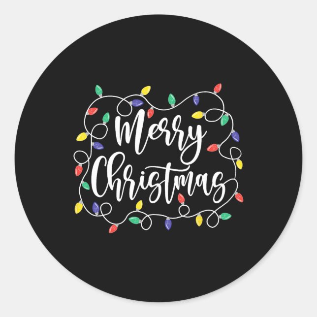 Pegatina Redonda Famoso Feliz Navidad Luces navideñas Familia Hombr (Anverso)