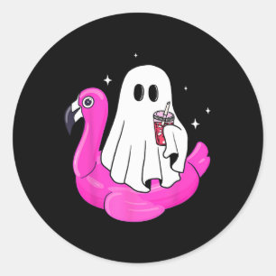Pegatina Redonda Famoso Flamingo Float Pool Spooky Summer Summ