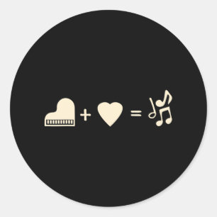 Pegatina Redonda Famoso fórmula piano símbolos piano pianista music