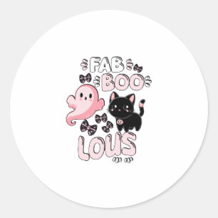 Pegatina Redonda Famoso Gantador Rosa Halloween Spooktacular Cat Fa