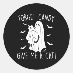 Pegatina Redonda Famoso Gato Halloween Fantasma Olvidar Candy Darme