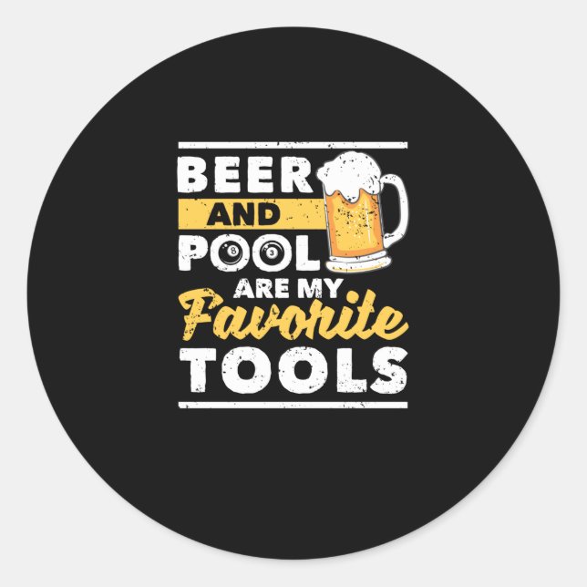 Pegatina Redonda Famoso jugador de billar 8 billares (Anverso)