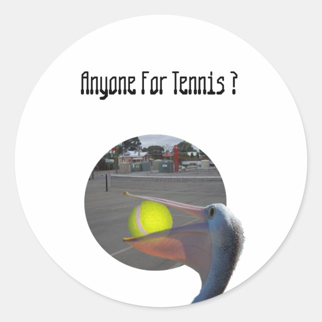Pegatina Redonda Famoso jugador de tenis pelicano, (Anverso)