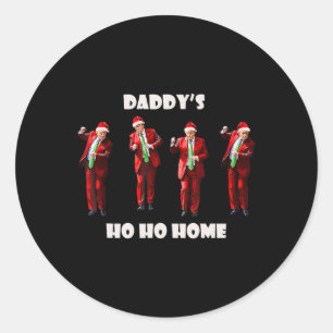 Pegatina Redonda Famoso papá de Ho Home Trump baila Santa Claus C