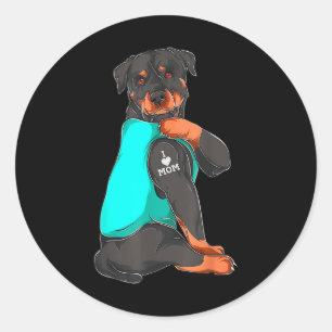 Pegatina Redonda Famoso Perro Mamá Rottweiler Me Encanta Mamá Tatto