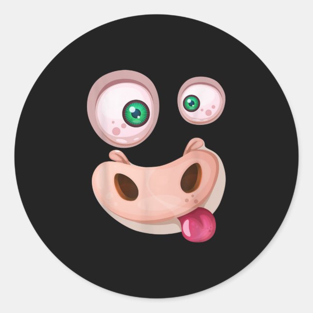 Pegatina Redonda Famoso regalo de Halloween para una vaca monstruos (Anverso)