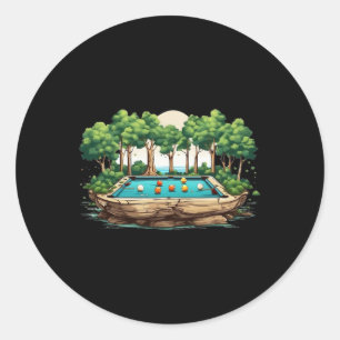 Pegatina Redonda Famosos Billiards Art Billiards Jugando Jugadores 
