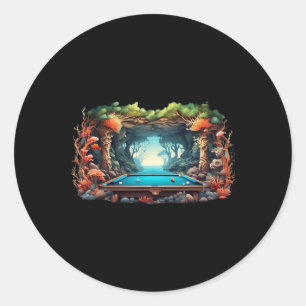 Pegatina Redonda Famosos Billiards Art Billiards Jugando Jugadores 