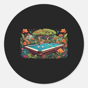 Pegatina Redonda Famosos Billiards Art Billiards Jugando Jugadores 