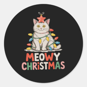 Pegatina Redonda Famosos Navidades de Meowy adorables navidades de 