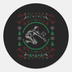 Pegatina Redonda Famosos Navidades estilo voleibol navidad divertid