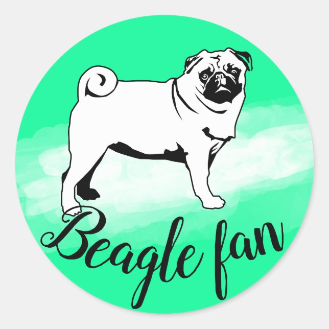 Pegatina Redonda Fan Sticker de Pug (Anverso)