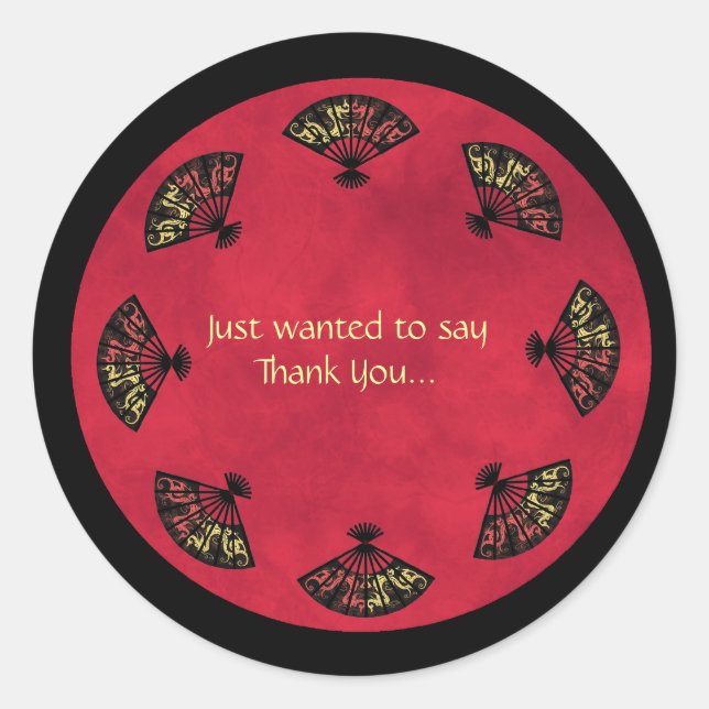 Pegatina Redonda Fanático asiático: Gracias Pegatinas (Anverso)