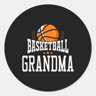 Pegatina Redonda Fanático del equipo de baloncesto Abuela