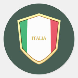Pegatina Redonda Fanático del Escudo de Italia