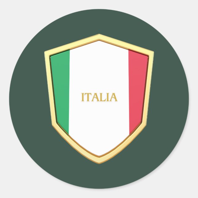 Pegatina Redonda Fanático del Escudo de Italia (Anverso)