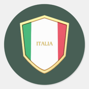 Pegatina Redonda Fanático del Escudo de Italia