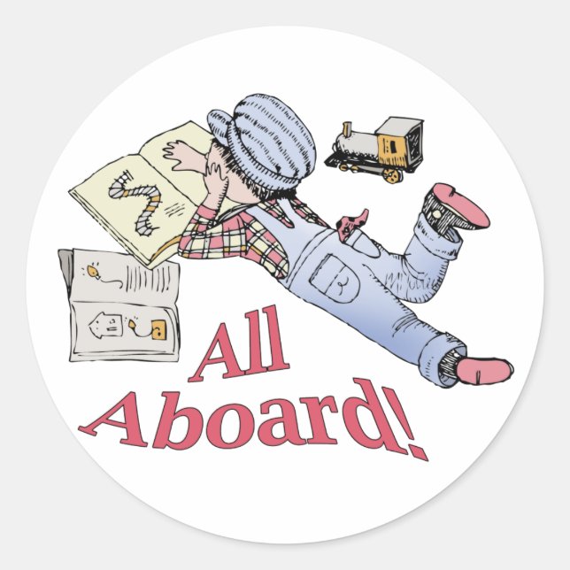 Pegatina Redonda Fanático del tren (Anverso)