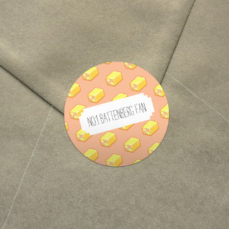 Pegatina Redonda Fanático No. 1 Battenberg Pastel rosa y amarillo