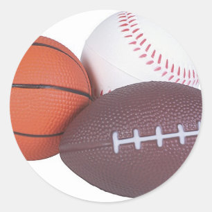 Pegatina Redonda Fanáticos deportivos Regalos de baloncesto Fútbol