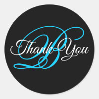 Fancy Calligraphy Aqua Blue Monograma Gracias