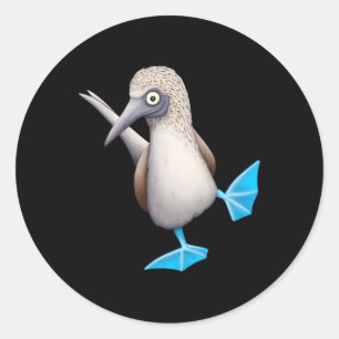 Pegatina Redonda Fancy Dancing Sea Bird Funky Blue Foot