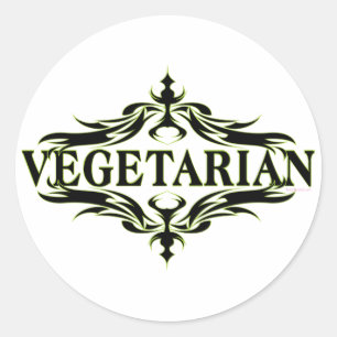 Pegatina Redonda Fancy in Black - Vegetariano