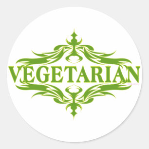Pegatina Redonda Fancy In Green - Vegetariano
