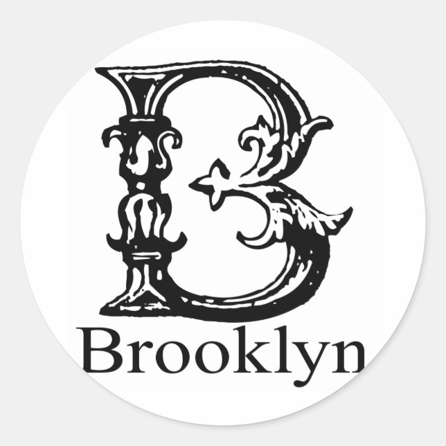 Pegatina Redonda Fancy Monograma: Brooklyn (Anverso)
