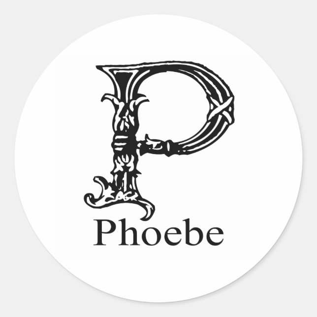 Pegatina Redonda Fancy Monograma: Phoebe (Anverso)
